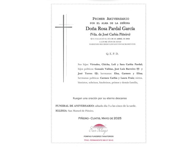 ANIV. ROSA PARDAL GARCIA 3/05/2025