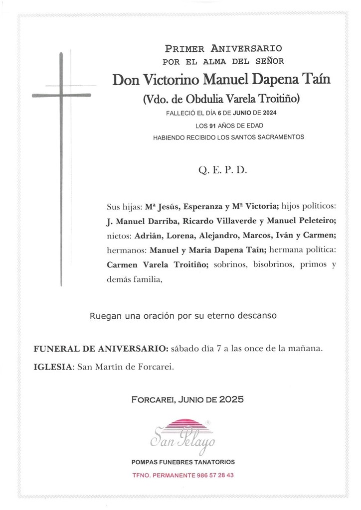 ANIV. VICTORINO MANUEL DAPENA TAIN 7/06/2025