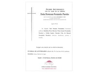 ANIVERSARIO HORTENSIA FERNÁNDEZ PAREDES   10/01/2026  12:00 HORAS