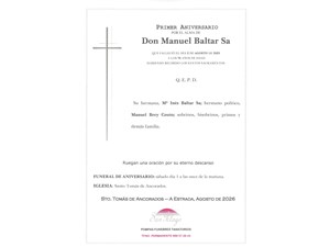 ANIVERSARIO: MANUEL BALTAR SA   01/08/2026
