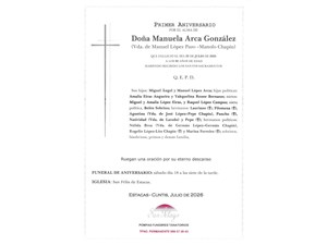 ANIVERSARIO MANUELA ARCA GONZÁLEZ 18/07/2026