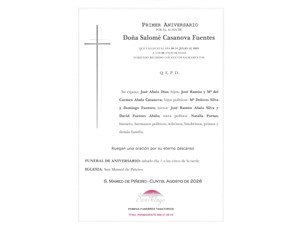 ANIVERSARIO:  SALOMÉ CASANOVA FUENTES    01/08/2026