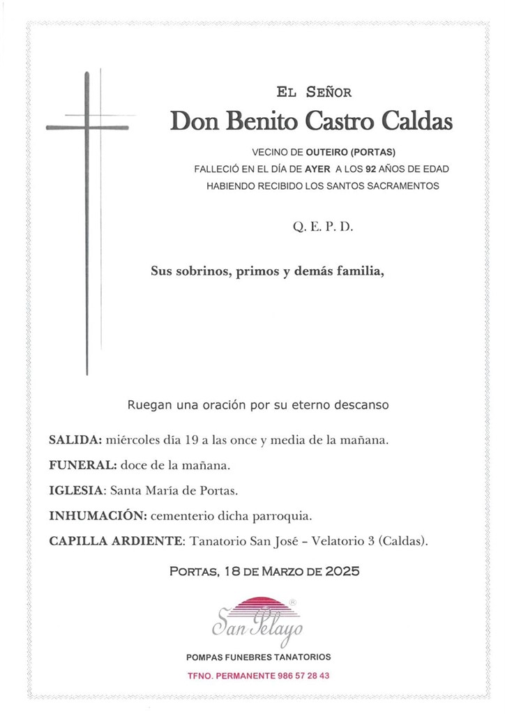 Foto principal BENITO CASTRO CALDAS