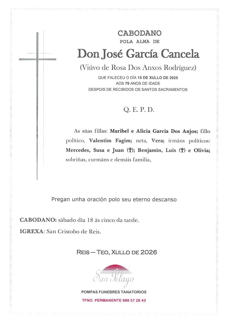 CABODANO JOSE GARCIA CANCELA 18/07/2026