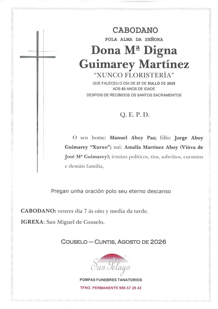 CABODANO Mª DIGNA GUIMAREY MARTÍNEZ 07/08/2026