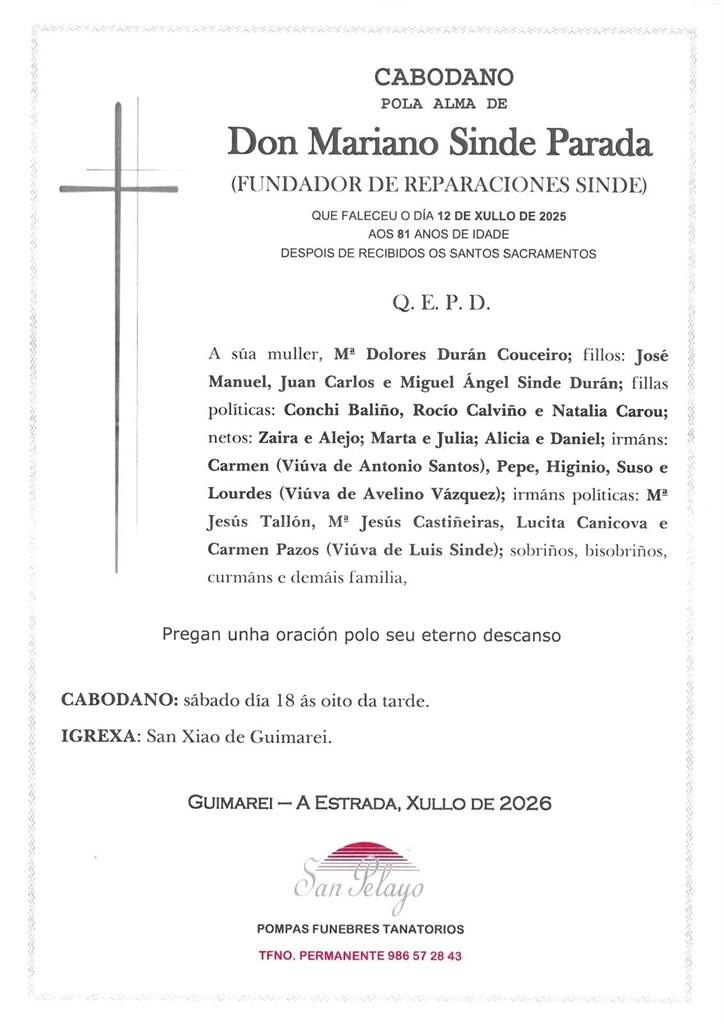CABODANO MARIANO SINDE PARADA 18/07/2026