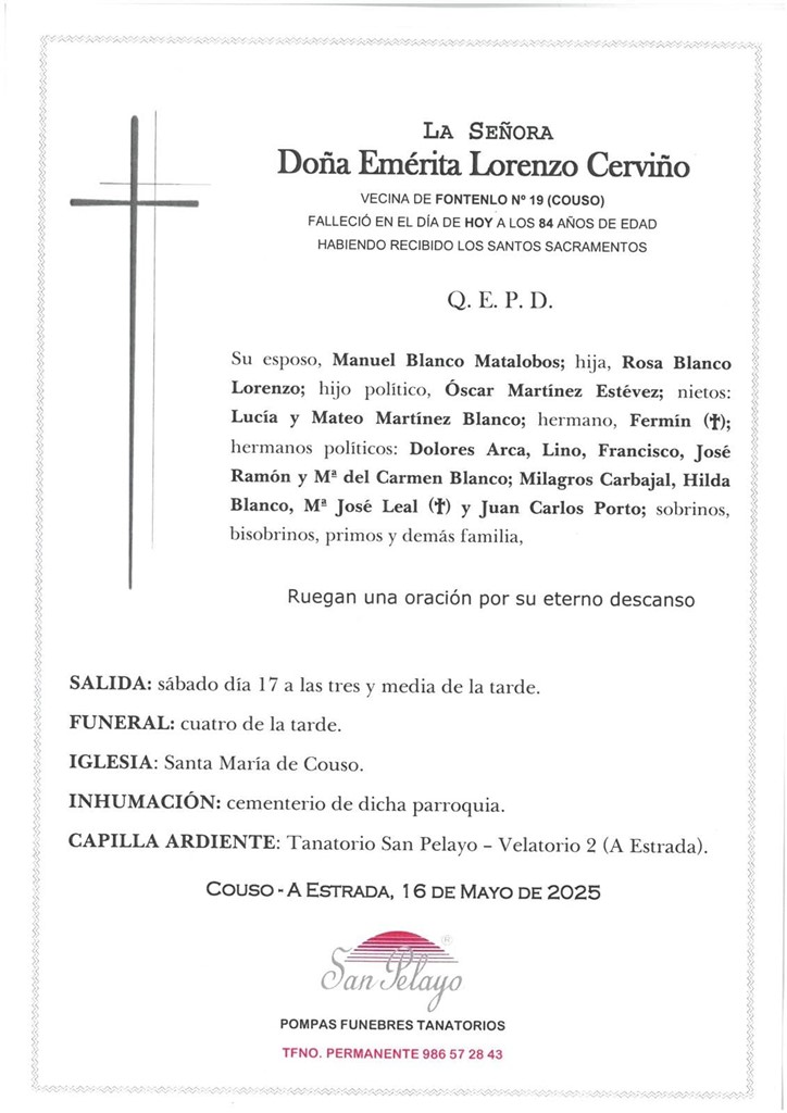 Foto principal EMERITA LORENZO CERVIÑO