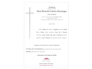 FUNERAL RICARDO CASTRO DOCAMPO 22/10/2026