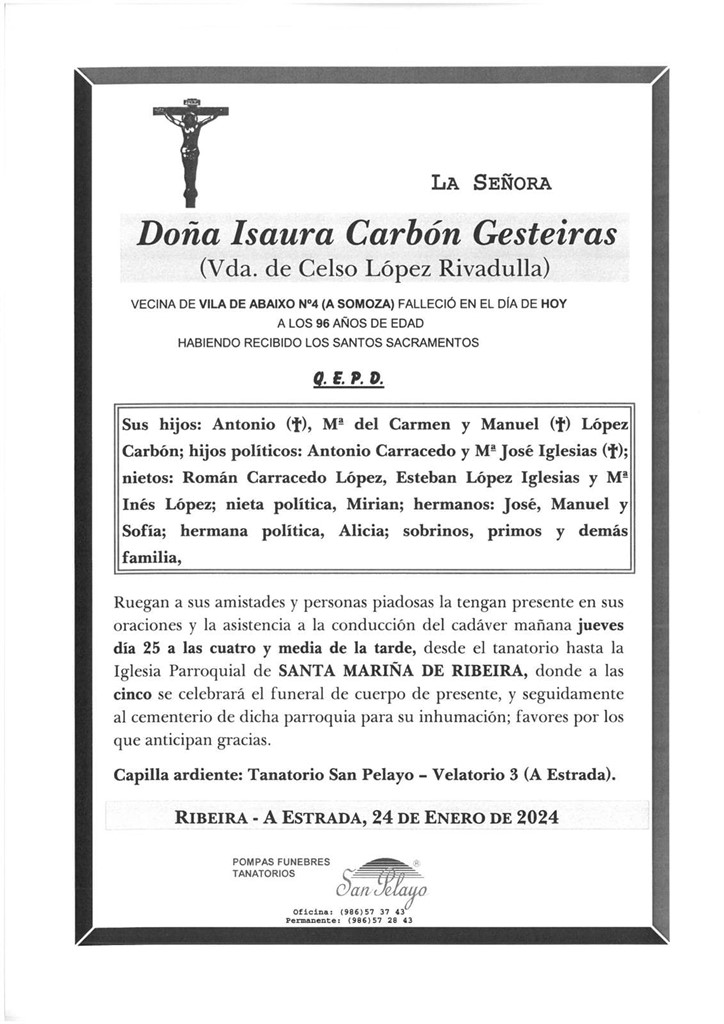 Foto principal ISAURA CARBÓN GESTEIRAS