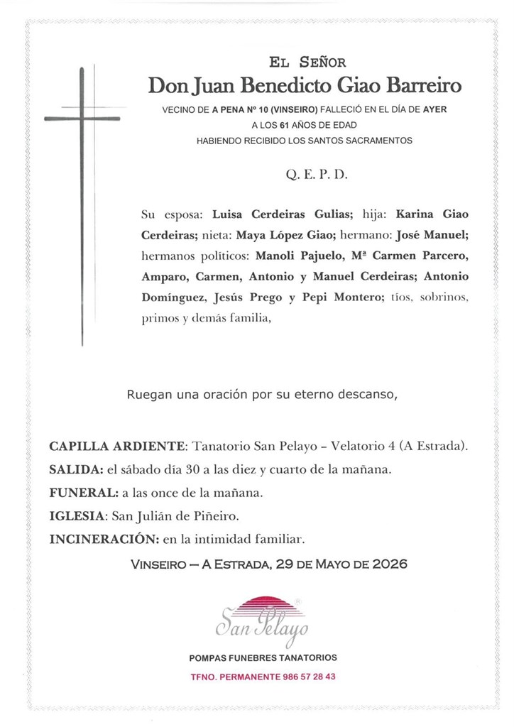Foto 1 JUAN BENEDICTO GIAO BARREIRO