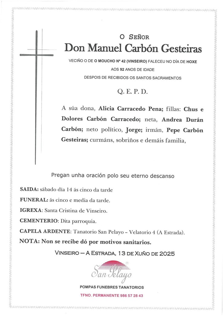 Foto principal MANUEL CARBON GESTEIRAS
