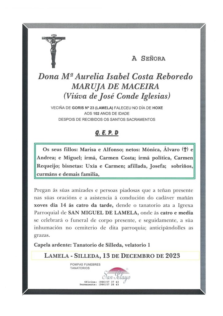 Foto principal MARIA AURELIA ISABEL COSTA REBOREDO
