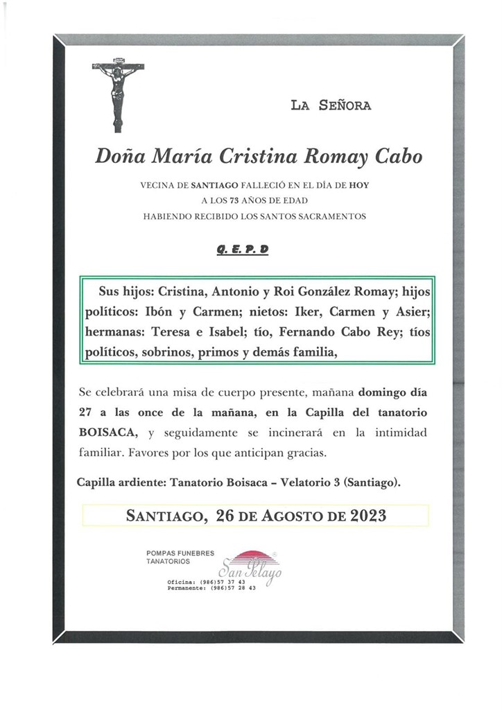 Foto principal MARIA CRISTINA ROMAY CABO