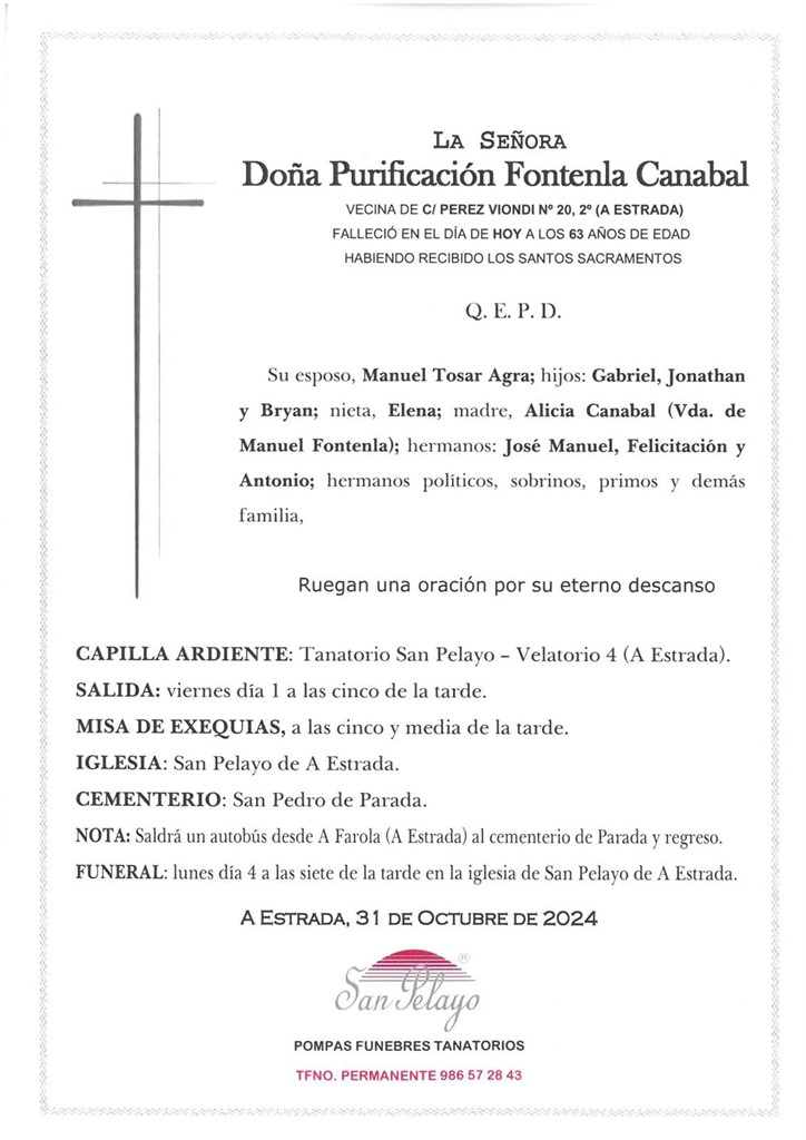 Foto principal PURIFICACIÓN FONTENLA CANABAL